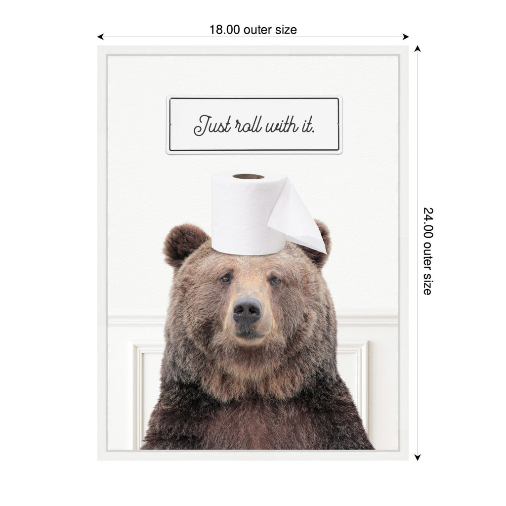 Sylvie Bear Just Roll with It Bathroom Framed Canvas by Amy Peterson