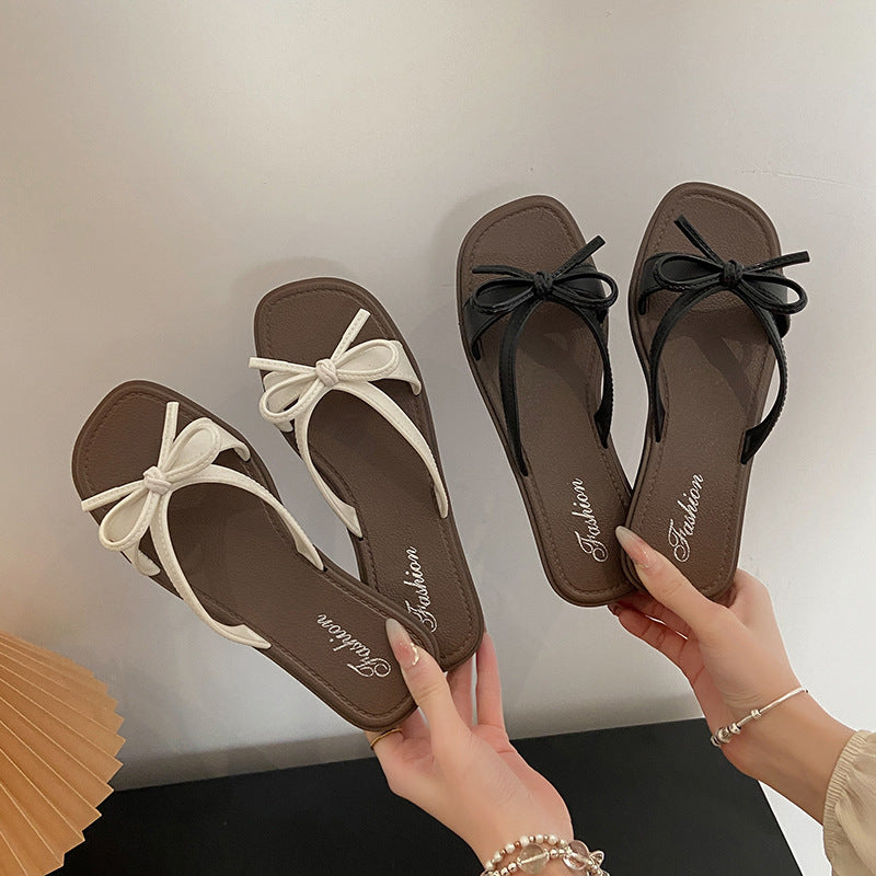 Women's Bow-Tie Beach Sandals - Non-Slip PVC Slides for Summer