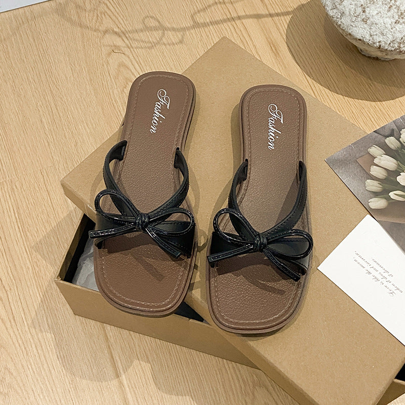 Women's Bow-Tie Beach Sandals - Non-Slip PVC Slides for Summer