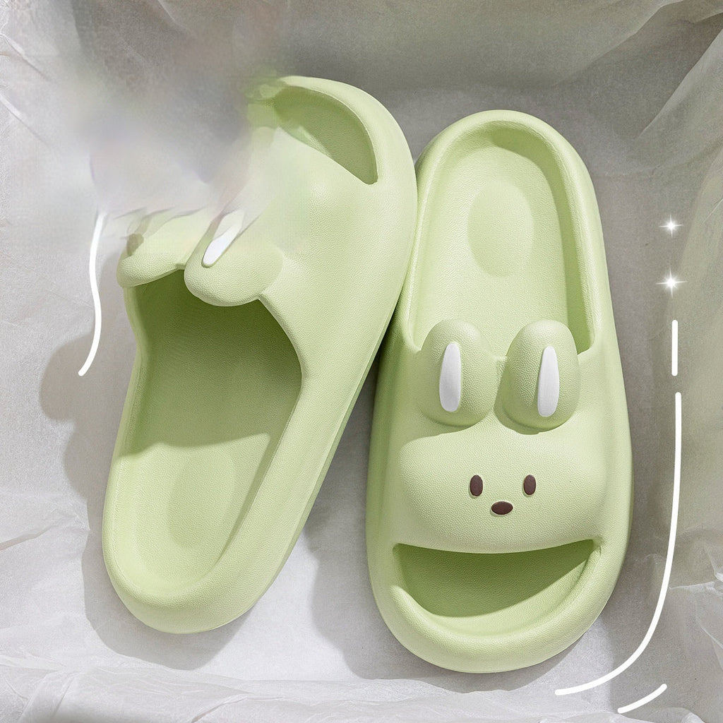 Women's Non-Slip Indoor Slippers - Soft Cushioned EVA Bathroom Slippers with Cute Rabbit Design