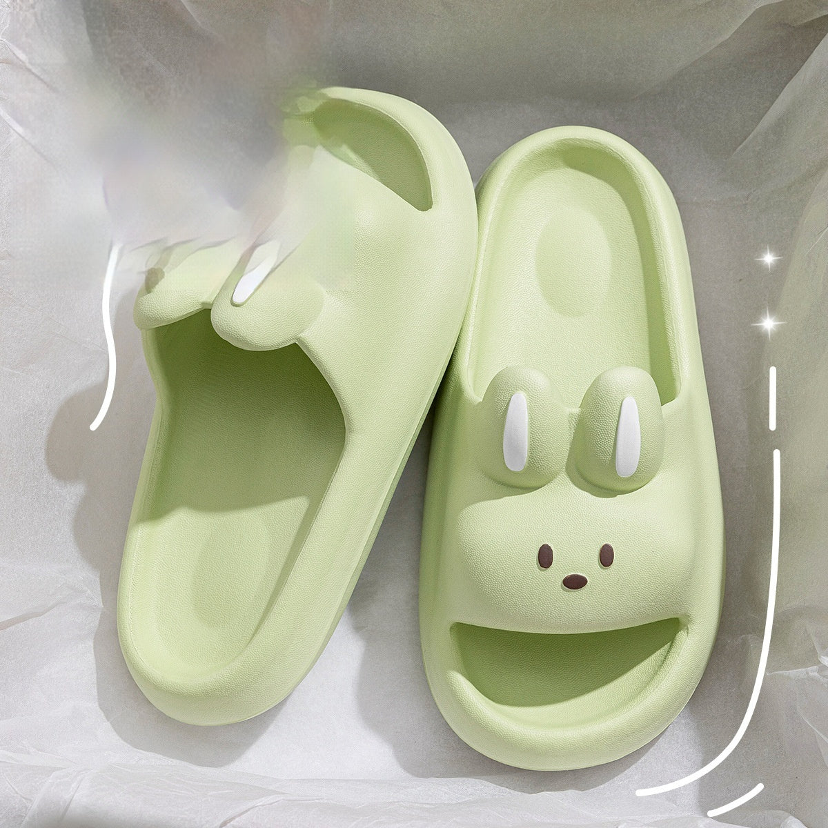 Women's Non-Slip Indoor Slippers - Soft Cushioned EVA Bathroom Slippers with Cute Rabbit Design