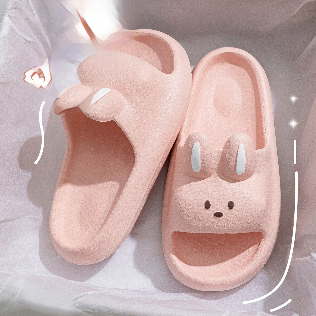Women's Non-Slip Indoor Slippers - Soft Cushioned EVA Bathroom Slippers with Cute Rabbit Design