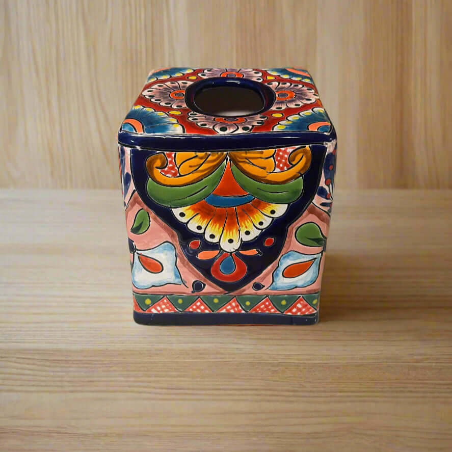 Talavera Tissue Box Cover | Colorful Hand-Painted Bathroom Decor